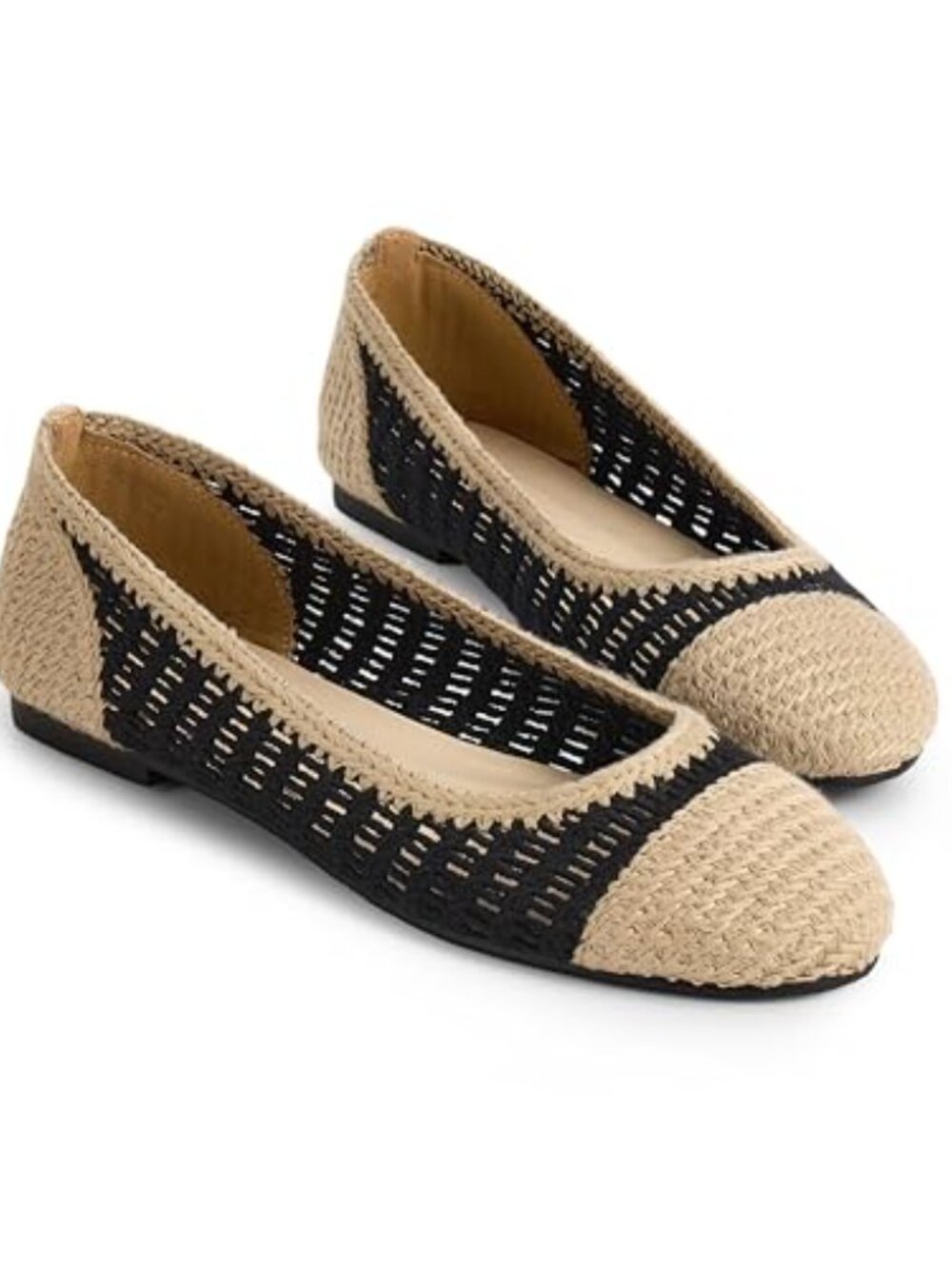Woven Raffia Ballet Flats Women Mesh Mary Jane Espadrilles Round Toe Casual - Picture 6 of 7